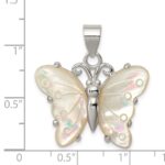 Sterling Silver White Shell Butterfly Pendant - Image 2