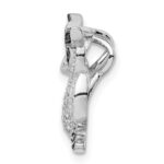 Sterling Silver Rhodium-plated Polished Black and Clear CZ Owl Chain Slide - Image 2