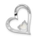 Sterling Silver Rhodium-plated Created Opal Heart Chain Slide - Image 3