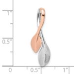 Sterling Silver RH-plated & Rose Gold-plated Polished & Brushed Leaf Slide - Image 4