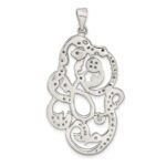 Sterling Silver Polished CZ Floral Pendant - Image 4