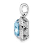 Sterling Silver Rhodium-plated CZ & Blue Crystal Pendant - Image 2