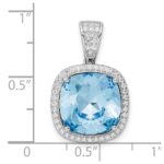 Sterling Silver Rhodium-plated CZ & Blue Crystal Pendant - Image 3