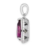 Sterling Silver Rhodium-plated CZ & Dk Purple Crystal Pendant - Image 2