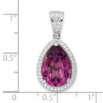 Sterling Silver Rhodium-plated CZ & Dk Purple Crystal Pendant - Image 3