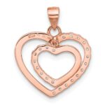 Sterling Silver Rose Tone CZ Double Heart Pendant - Image 4