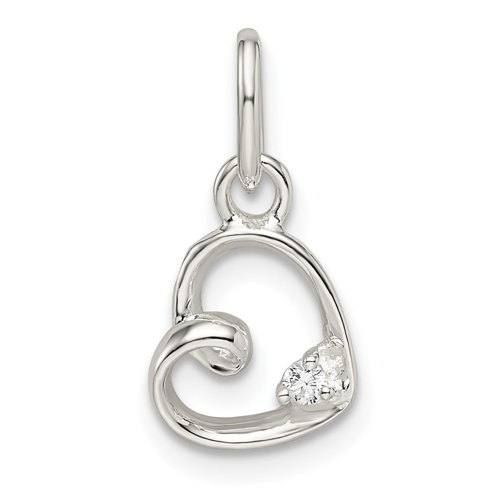 QP5496.jpg Sterling Silver CZ Heart Pendant - Image 1