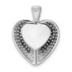 Sterling Silver Polished Rhodium-plated CZ Opening Heart Pendant - Image 3
