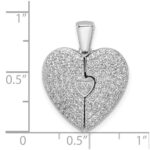 Sterling Silver Polished Rhodium-plated CZ Opening Heart Pendant - Image 2