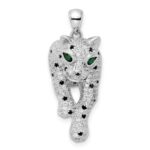 Sterling Silver Blk/White Rhodium-plated Polished CZ Cheetah Pendant