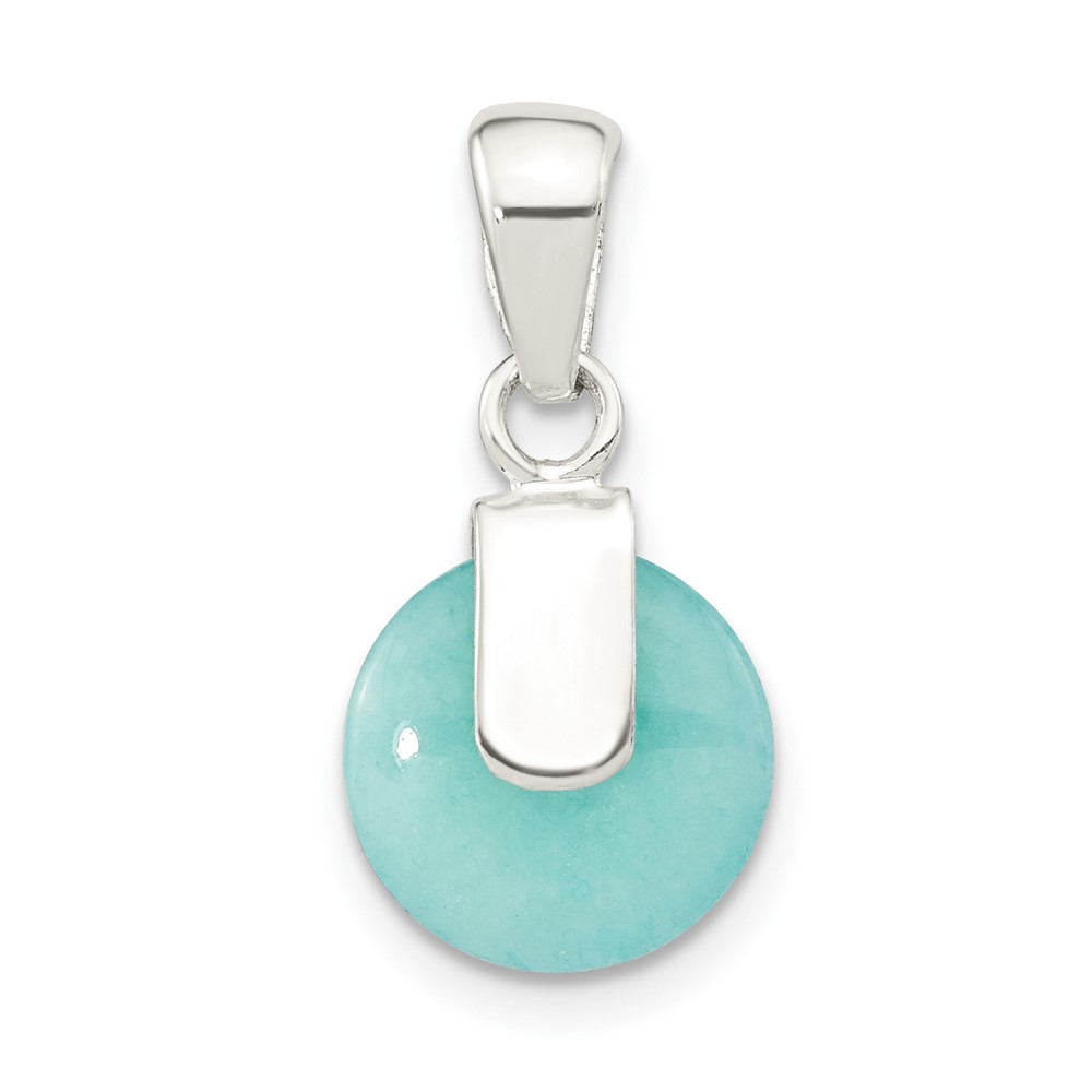 QP5532.jpg Sterling Silver Polished Circle Imitation Turquoise Pendant - Image 1