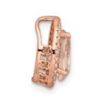 Sterling Silver Rose-tone Polished Pink & White CZ Oval Chain Slide - Image 2