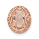 Sterling Silver Rose-tone Polished Pink & White CZ Oval Chain Slide - Image 4