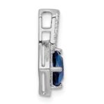 Sterling Silver Rhodium-plated CZ and Blue Glass Pendant - Image 2