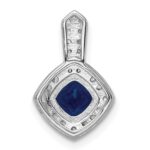 Sterling Silver Rhodium-plated CZ and Blue Glass Pendant - Image 4