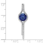 Sterling Silver Rhodium plated Blue & White CZ Slide Pendant - Image 3