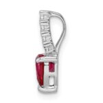 Sterling Silver Polished Rhodium-plated Created Ruby and CZ Heart Pendant - Image 2