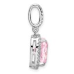 Sterling Silver Rhodium-plated Pink & White CZ Pendant - Image 2