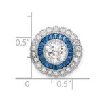 Sterling Silver Rhodium-plated Polished Blue & White CZ Round Chain Slide - Image 3