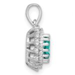 Sterling Silver Rhodium plated Teal & White CZ Pendant - Image 2
