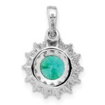 Sterling Silver Rhodium plated Teal & White CZ Pendant - Image 4