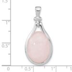 Sterling Silver RH-plated Rose Quartz Oval Pendant - Image 3