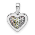 Sterling Silver Rhodium-plated Rainbow Nano Crystal Heart Pendant - Image 4