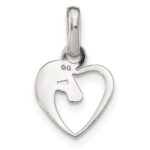 Sterling Silver Rhodium-plated Open Heart Horse Head Pendant - Image 4