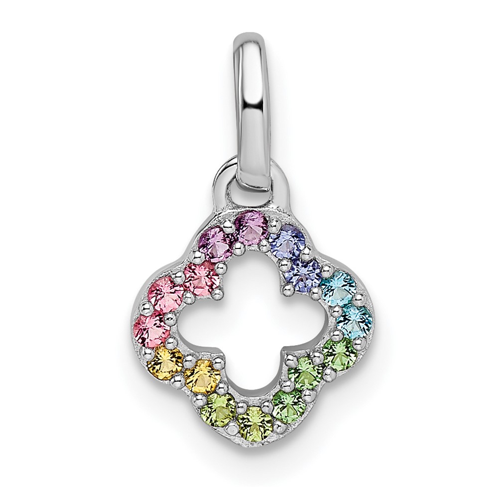 QP5684.jpg Sterling Silver Rhodium-plated Rainbow Nano Crystal Clover Pendant - Image 1