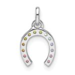 Sterling Silver Rhodium-plated Rainbow Nano Crystal Horseshoe Pendant - Image 4