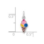 Sterling Silver RH-plated Enameled Ice Cream Cone Children's Pendant - Image 3