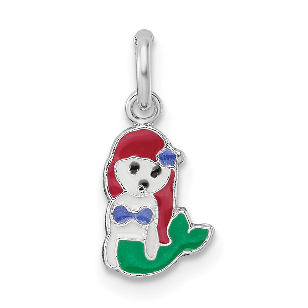 QP5696.jpg Sterling Silver RH-plated Multi-color Enamel Mermaid Children's Pendant - Image 1