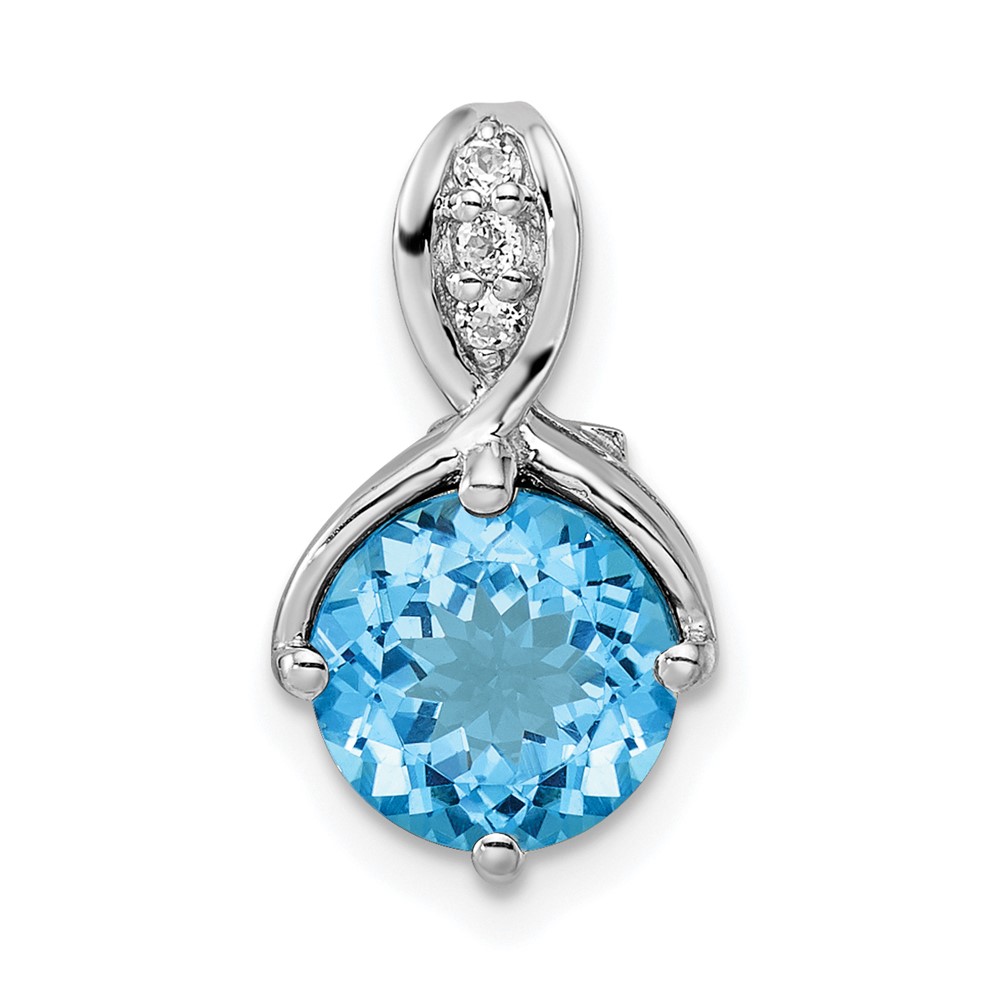 QP5709BT.jpg Sterling Silver Rhodium-plated Circle Swiss Blue Topaz/White Topaz Pendant - Image 1