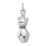 Sterling Silver Rhodium-plated Enamel Cat Ash Holder Pendant - Image 3