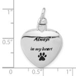 Sterling Silver Rh-plated Enamel Heart with Paw Print Ash Holder Pendant - Image 5