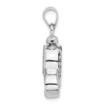 Sterling Silver Rhodium-plated Enamel Heart with Paw Prints Pendant - Image 2