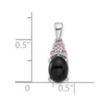 Sterling Silver Rh-plated Blk Onyx .08Cr.Pink Sapphire .005ct Dia. Pendant - Image 4