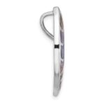 Sterling Silver Rhodium-Plated Polished Oval Abalone Chain Slide Pendant - Image 2