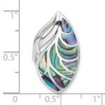 Sterling Silver Rhodium-Plated Polished Oval Abalone Chain Slide Pendant - Image 4