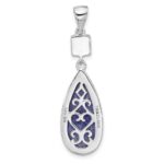Sterling Silver Rhodium-plated Lapis Lazuli and CZ Pendant - Image 3