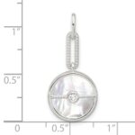 Sterling Silver E-coated CZ and Mother of Pearl Pendant - Image 4