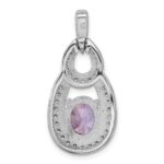 Sterling Silver Rhodium-plated CZ and Purple Zircon Pendant - Image 3
