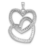 Sterling Silver Rhodium-plated Intertwined CZ Hearts Pendant - Image 3