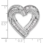 Sterling Silver Rhodium-plated CZ Heart Chain Slide Pendant - Image 4