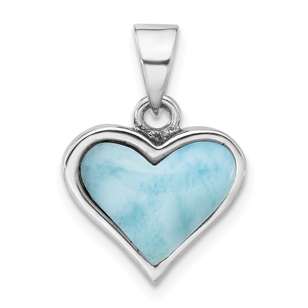 QP5786.jpg Sterling Silver Rhodium-plated Larimar Heart Pendant - Image 1