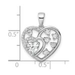 Sterling Silver Rhodium-plated CZ Heart Pendant - Image 4