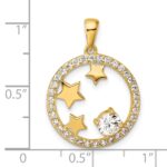 Sterling Silver Gold-plated CZ Stars Circle Pendant - Image 4