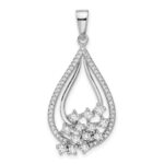 Pure Fire Sterling Silver Rhodium-plated Fancy CZ Drop Pendant
