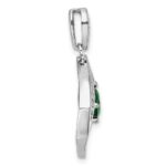 Sterling Silver RH-pltd Green Glass and Clear CZ Fancy Square Pendant - Image 2