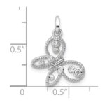 Sterling Silver Rhodium-plated CZ Butterfly Pendant - Image 4